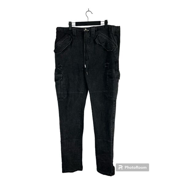 Rta Mens Otis Pants Distressed Black Charcoal Sz XL Cargo Urban Designer Jean E - Picture 1 of 12